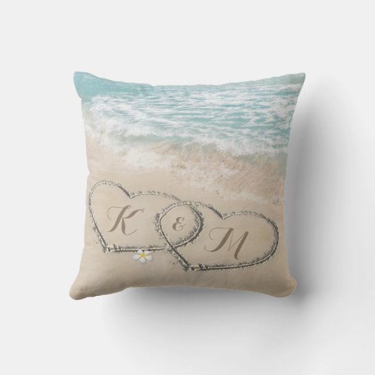 Beach Heart Weddenschap Couple Gift Kussen (Achterkant)