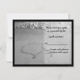 Beach Hearts BW RSVP Kaartje