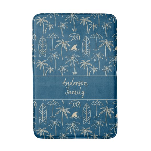 Beach holiday pattern and your name in beige badmat (Voorkant Verticaal)