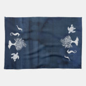 Beach Home Bath Navy White Seahorse Turtle Coral Theedoek (Horizontaal)