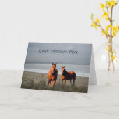 Beach Horses Wenskaart Kaart (Gele Bloem)