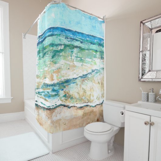 Beach House Art Côtier Douche Rideau (En situation)