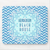 Beach House Art Deco Shell en Herringbone Custom Muismat (Voorkant)