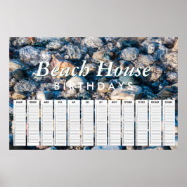Beach House Beach Rocks Eeuwig Verjaardagskalender Poster