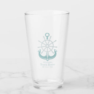 Beach House Blauwgroen familienaam Anchor Glas