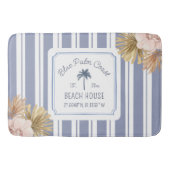 Beach House Blue Stripes Coastal Boho Farmhouse Badmat (Voorkant)