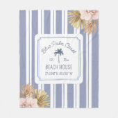 Beach House Blue Stripes Coastal Boho Farmhouse Fleece Deken (Voorkant)