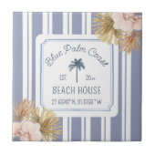 Beach House Blue Stripes Coastal Boho Farmhouse Tegeltje (Voorkant)