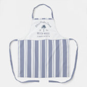 Beach House Blue Stripes Coastal Farmhouse Schort (Voorkant)