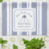 Beach House Blue Stripes Coastal Farmhouse Theedoek (Gevouwen)