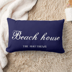 Beach House Boat Navy Blue Custom Coordinates Kussen