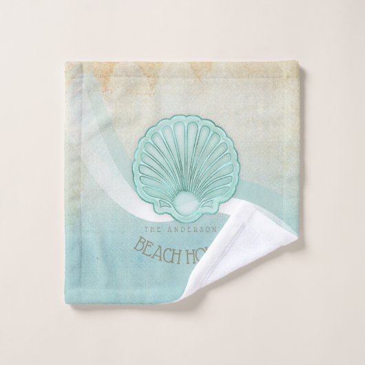 Beach House Clam Shell Aqua Blue ID623 (Gant de toilette)