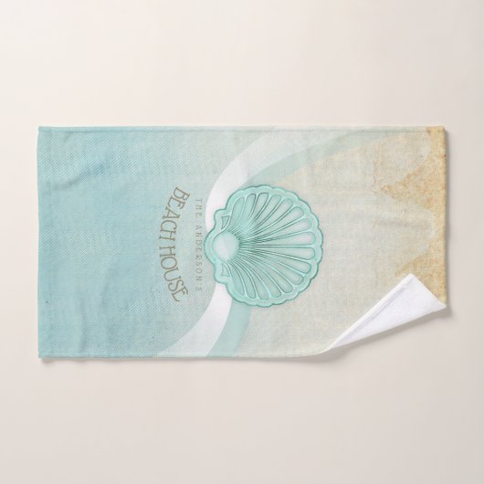 Beach House Clam Shell Aqua Blue ID623 (Serviette à main)