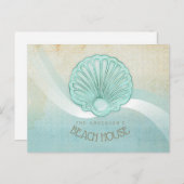 Beach House Clam Shell Aqua Blue ID623 Briefkaart (Voorkant / Achterkant)