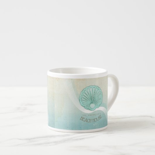 Beach House Clam Shell Aqua Blue ID623 Espresso Kop (Voorkant rechts)