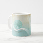 Beach House Clam Shell Aqua Blue ID623 Koffiemok (Voorkant links)