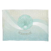 Beach House Clam Shell Aqua Blue ID623 Kussensloop (Voorkant)