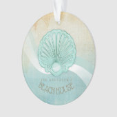 Beach House Clam Shell Aqua Blue ID623 Ornament (voorkant)