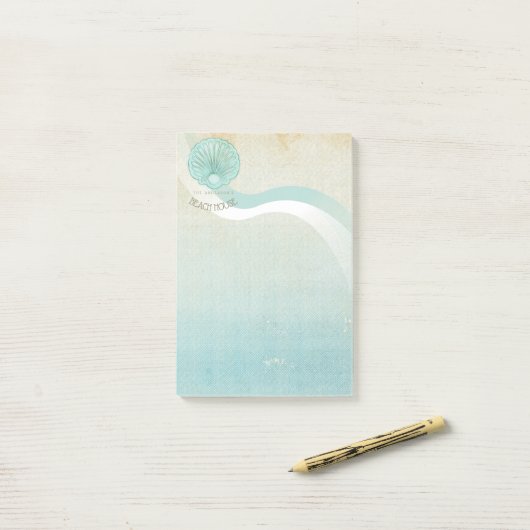 Beach House Clam Shell Aqua Blue ID623 Post-it® Notes (Op bureau)