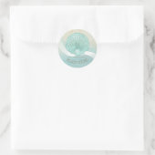 Beach House Clam Shell Aqua Blue ID623 Ronde Sticker (Tas)