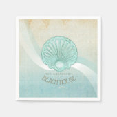Beach House Clam Shell Aqua Blue ID623 Servet (Voorkant)