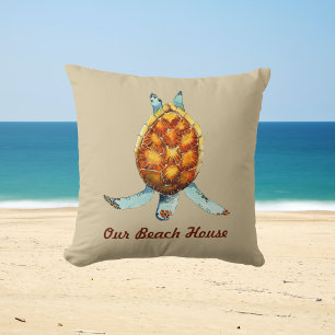 Beach House Coussin avec plongée tortue de mer sur