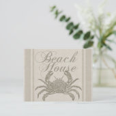 Beach House Crab Seashore Coastal Briefkaart (Staand voorkant)