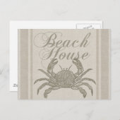 Beach House Crab Seashore Coastal Briefkaart (Voorkant / Achterkant)