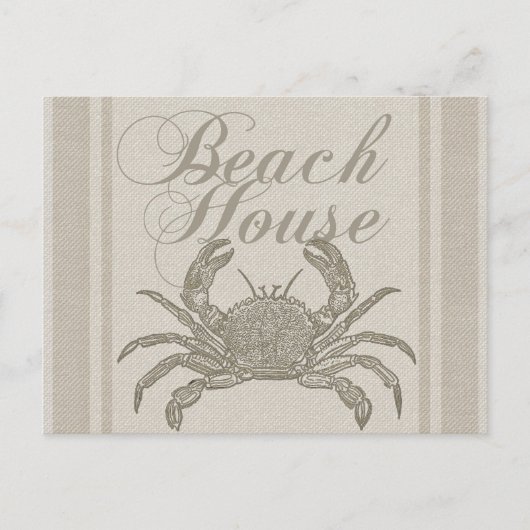 Beach House Crab Seashore Coastal Briefkaart (Voorkant)