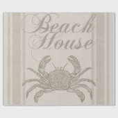 Beach House Crab Seashore Coastal  Cadeaupapier (Vlak)