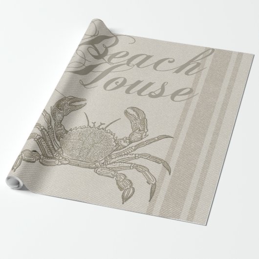 Beach House Crab Seashore Coastal  Cadeaupapier (Uitgerold)