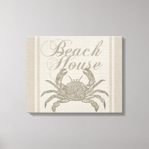 Beach House Crab Seashore Coastal Canvas Afdruk