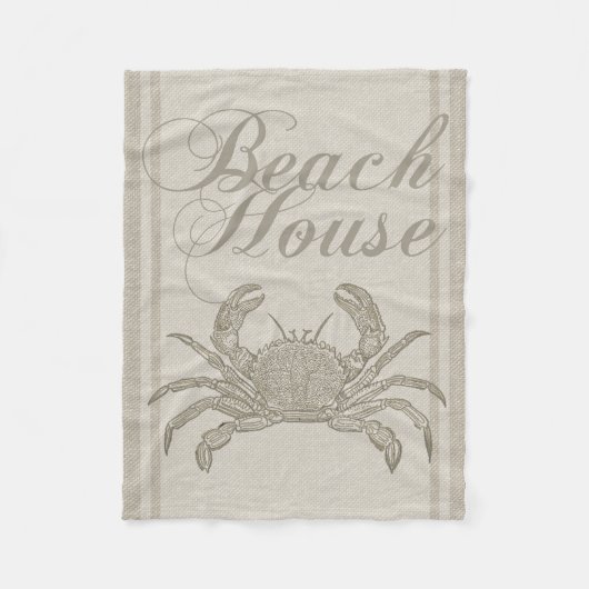 Beach House Crab Seashore Coastal  Fleece Deken (Voorkant)