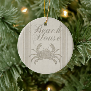 Beach House Crab Seashore Coastal Keramisch Ornament