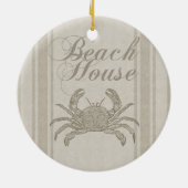 Beach House Crab Seashore Coastal Keramisch Ornament (Achterkant)