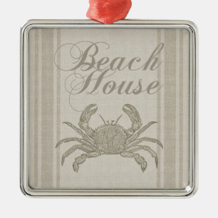 Beach House Crab Seashore Coastal Metalen Ornament
