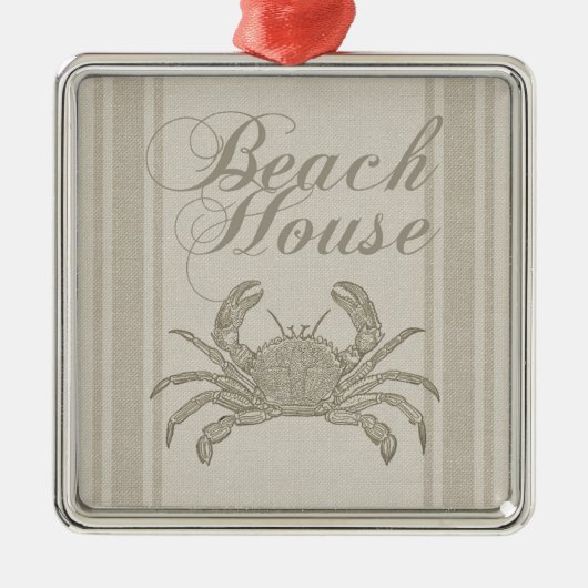 Beach House Crab Seashore Coastal  Metalen Ornament (Voorkant)