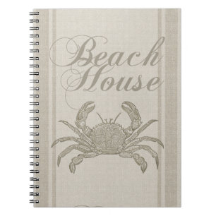 Beach House Crab Seashore Coastal Notitieboek