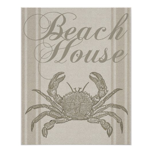 Beach House Crab Seashore Coastal  Perfect Poster (Voorkant)