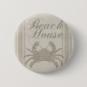 Beach House Crab Seashore Coastal Ronde Button 5,7 Cm