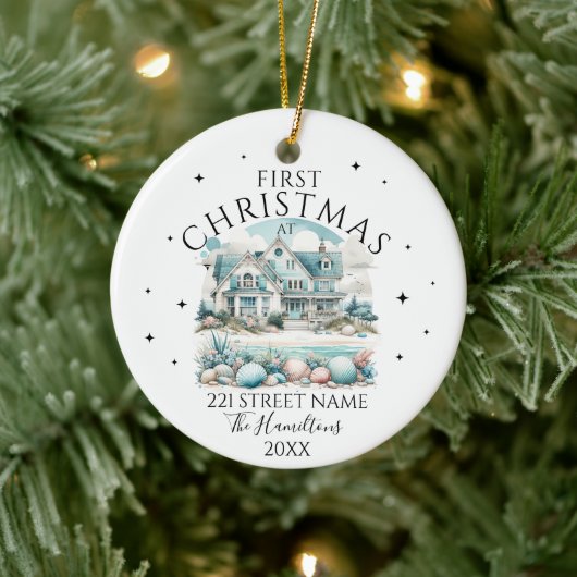 Beach House Custom Christmas Keramisch Ornament (Boom)