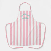 Beach House Custom Naam Pink Cabana Stripe Schort (Voorkant)