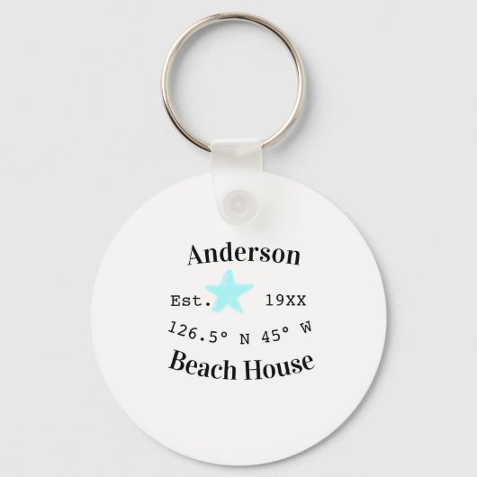 Beach house Date year custom coordinates add est. Sleutelhanger (Voorkant)