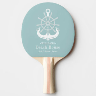 Beach House Family Name Blauwgroen Anchor Tafeltennisbatje