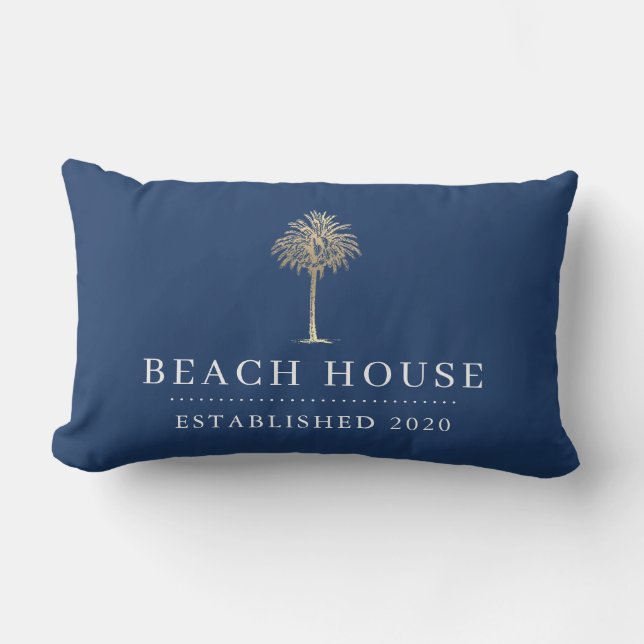 Beach House Gold Palm Tree Kussen (Voorkant)