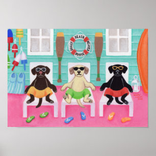 Beach House Labrador Boys Artwork Poster