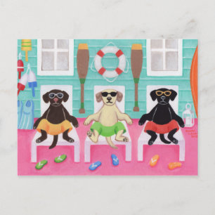 Beach House Labrador Boys Briefkaart