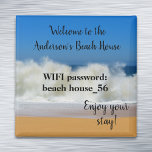 Beach House Magnet Vacances Location Wifi Mot de p<br><div class="desc">Cette conception peut être personnalisée en cliquant sur le bouton personnaliser et en modifiant le nom, les initiales ou les mots. Vous pouvez également modifier la couleur et le style du texte ou supprimer le texte d'une conception d'image uniquement. Contactez-moi à l'adresse colorflowcreations@gmail.com si vous souhaitez que ce design soit...</div>