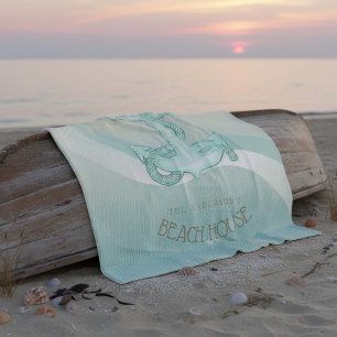 Beach House Nautical Anchor and Rope Aqua ID623 Fleece Deken