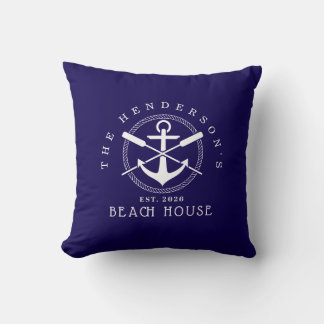 Beach House  Nautical Anchor Blue décor Vacation Kussen